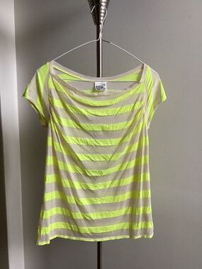 Sheer neon stripe burnout tee
